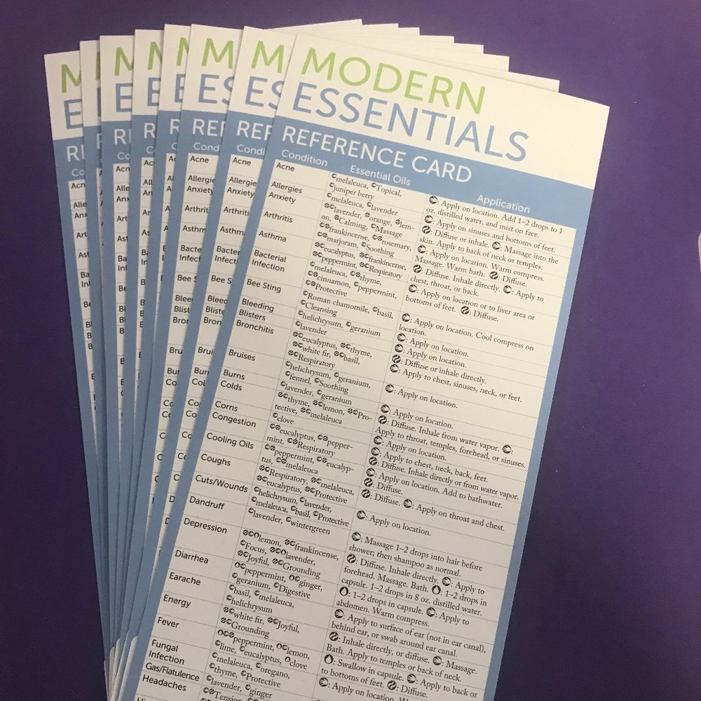 LOT of 8 Modern Essentials reference cards Doterra oils